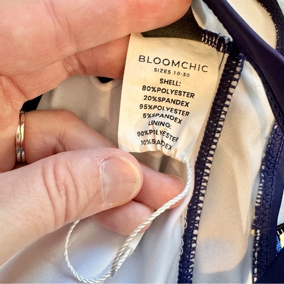 BloomChic Modest Swim Dress Navy Floral Paisley Skirted One Piece 18 20 NWOT - Picture 9 of 12